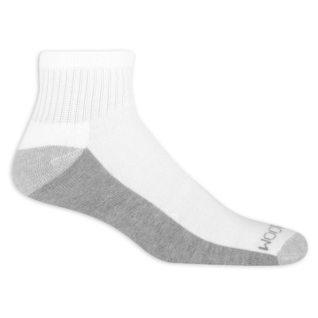 Fruit of the Loom Dual Defense Ankle Socks for Men, White, Sizes 612