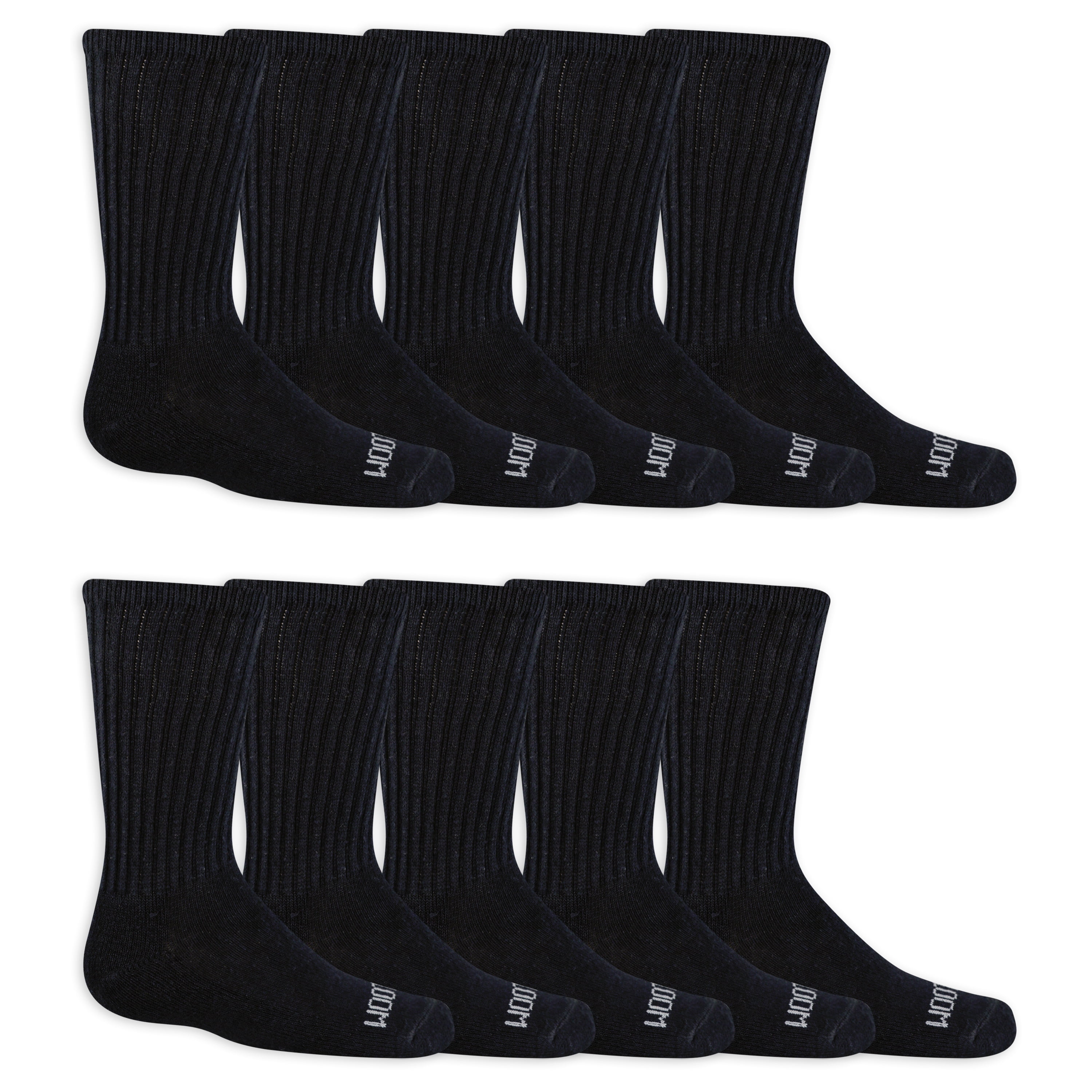Fruit of the Loom Dual Defense Crew Socks for Boys, Black, Sizes 4.58.