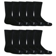 FRUIT OF THE LOOM Dual Defense Crew Socks for Boys, Black, Sizes 4.5-8.5 (10-Pack)