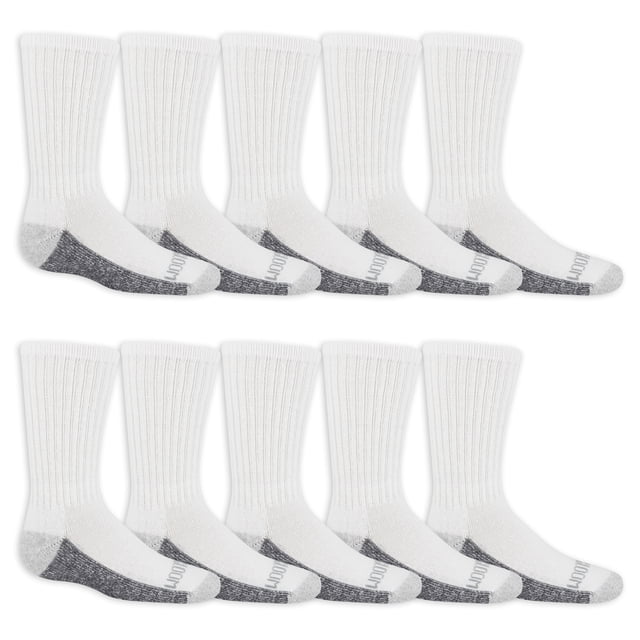 Fruit of the Loom Dual Defense Crew Socks for Boys, White, Sizes 3-9 ...