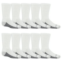 Fruit of the Loom Dual Defense Crew Socks for Boys, White, Sizes 3-9 (10-Pack)