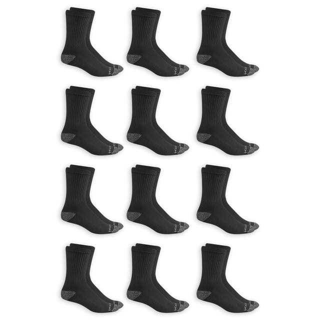 Fruit of the Loom Men's Crew Socks, 12 Pack with Dual Defense ...
