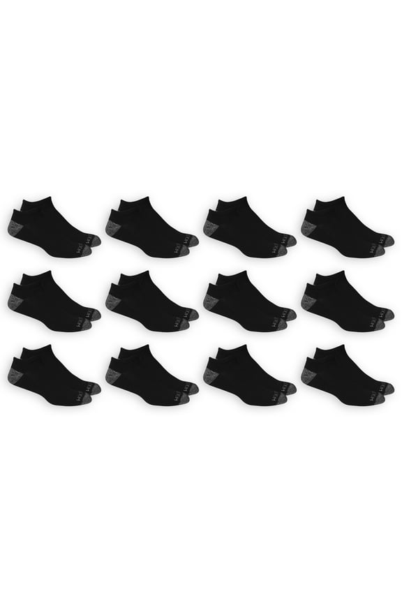 Dual Defense No-Show Socks for Men, Black, Sizes 6-12 (12-Pack)