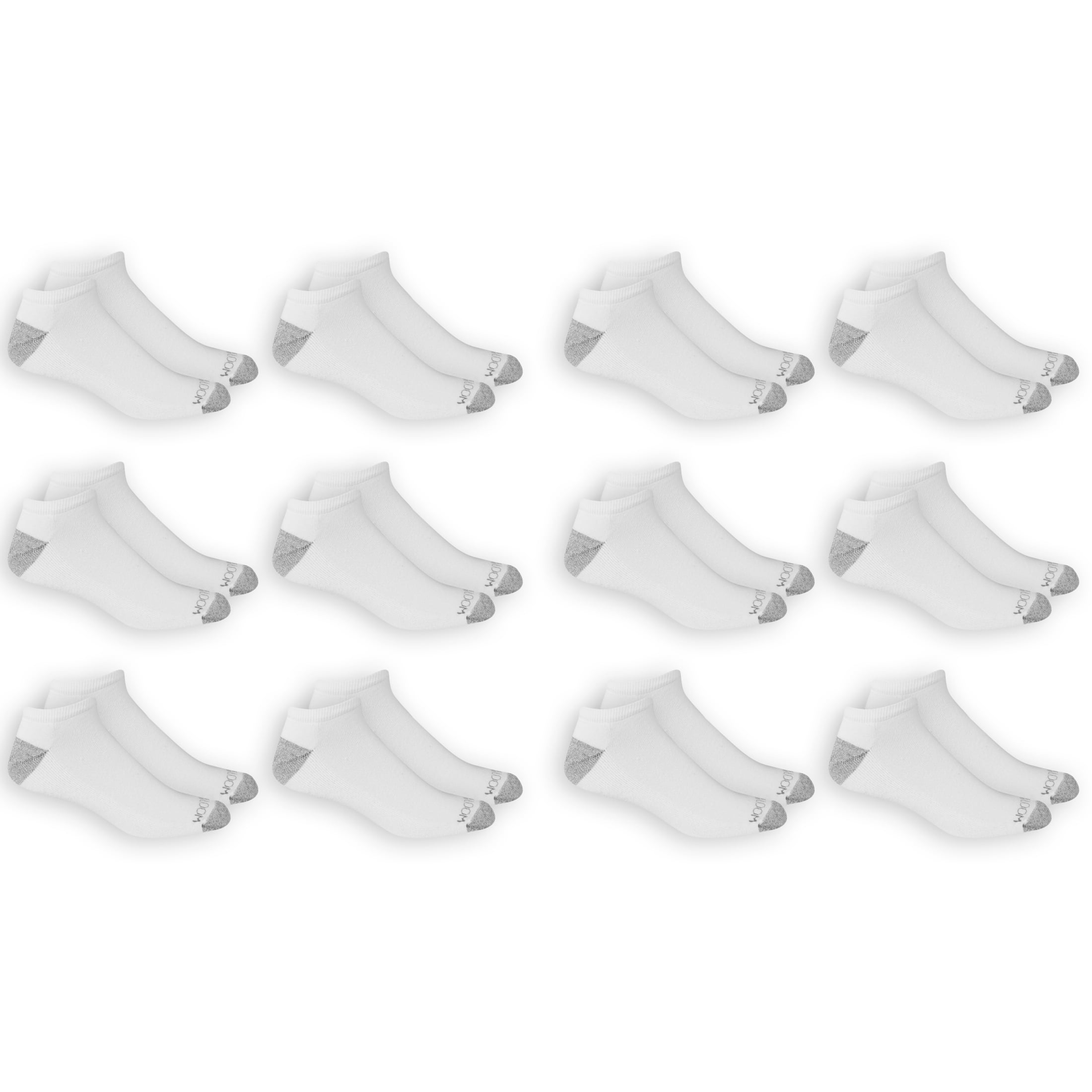 Dual Defense No-Show Socks for Men, White, Sizes 6-12 (12-Pack)