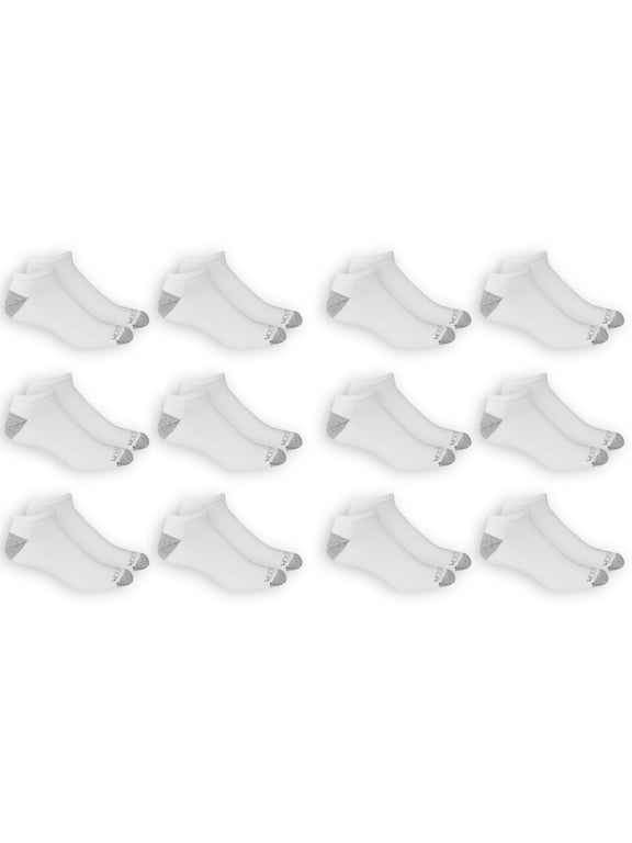 Dual Defense No-Show Socks for Men, White, Sizes 6-12 (12-Pack)