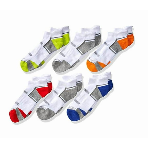 Fruit of the Loom Everyday Active Cushioned Low Cut Tab Socks with Arch Support, 6 Pairs (Big Boys)