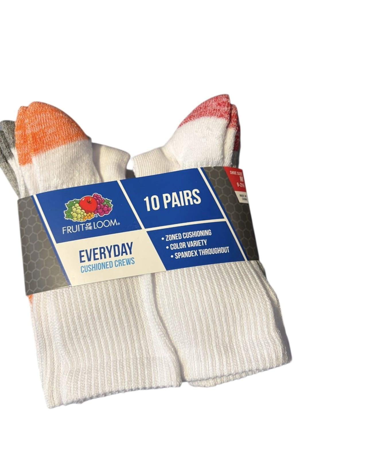 Fruit of the Loom Everyday Cushioned Crew Socks for Boys, White, Sizes ...