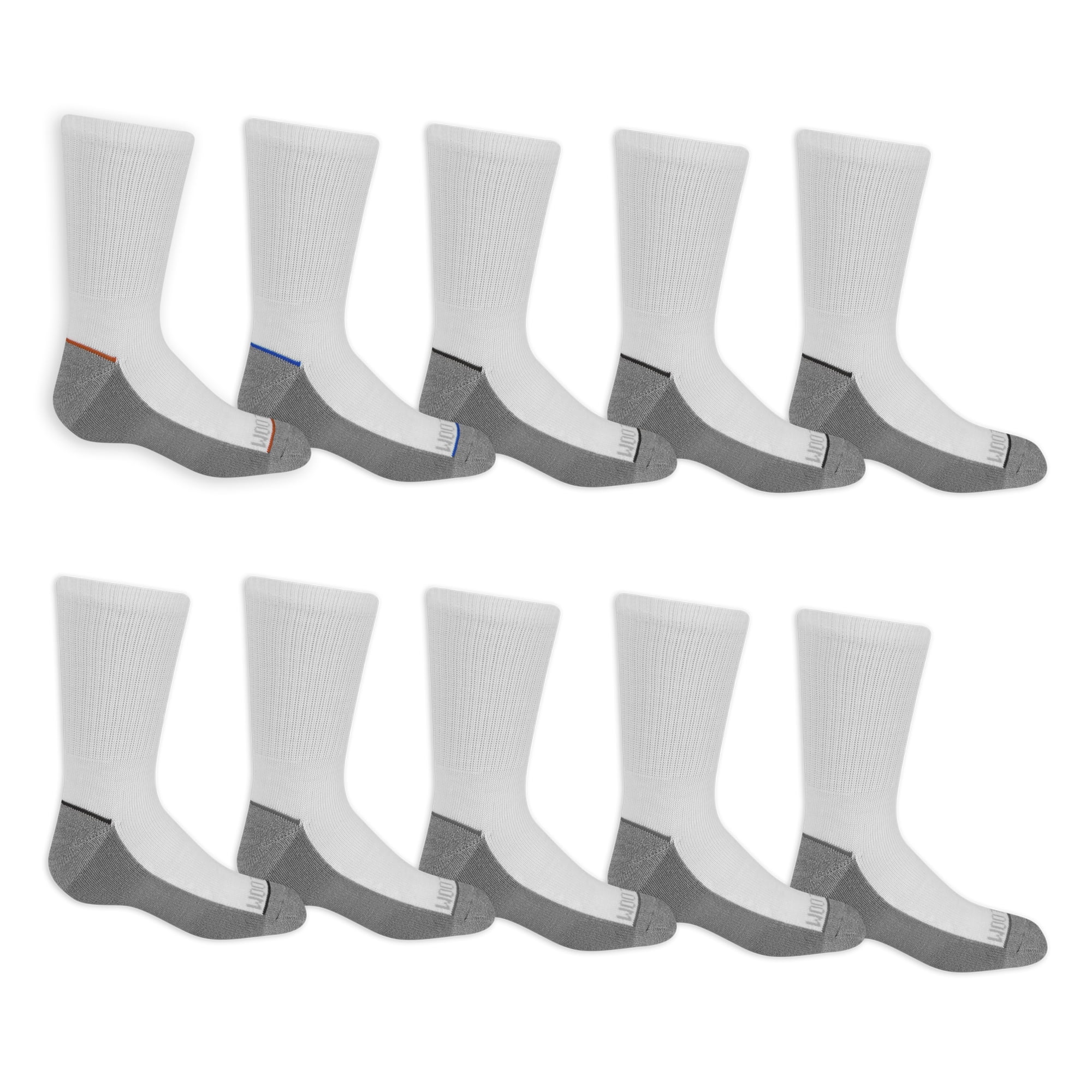 Fruit of the Loom Everyday Cushioned Crew Socks for Boys, White, Sizes ...