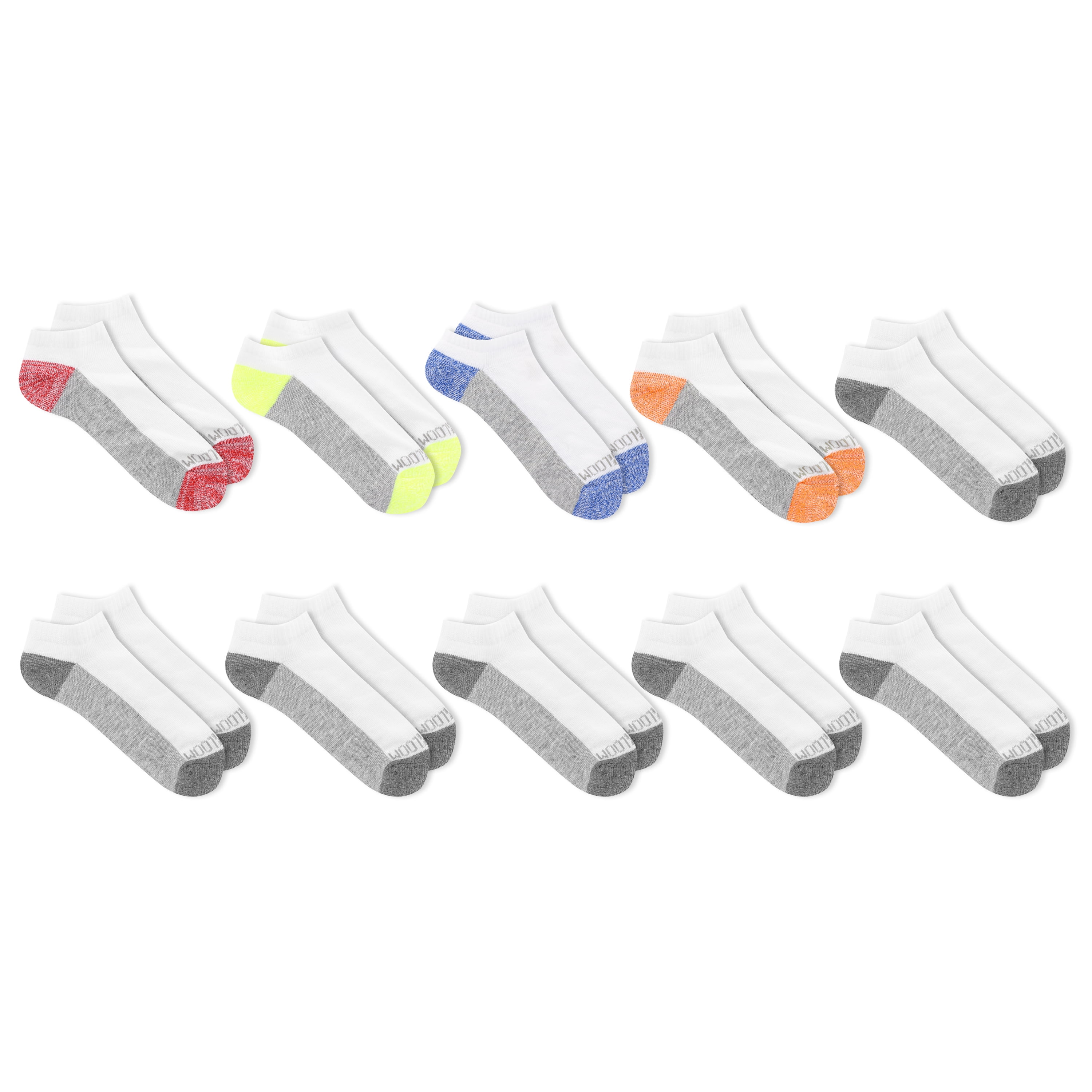 Fruit of the Loom Everyday Cushioned No-Show Socks for Boys, White ...