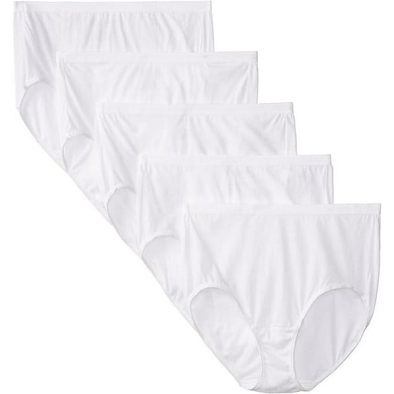 Fruit of the Loom Fit for Me Eversoft Cotton Brief Panties, White (5 Pack) (Women’s)