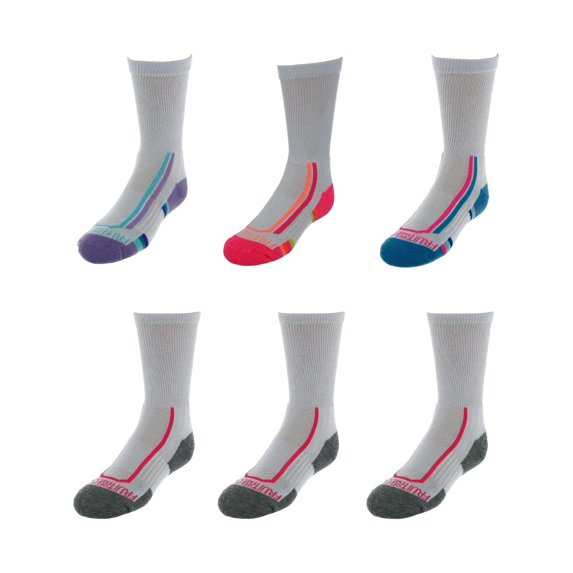 Fruit of the Loom Girl's Active Cushioned Crew Socks (6 Pack) - Walmart.com