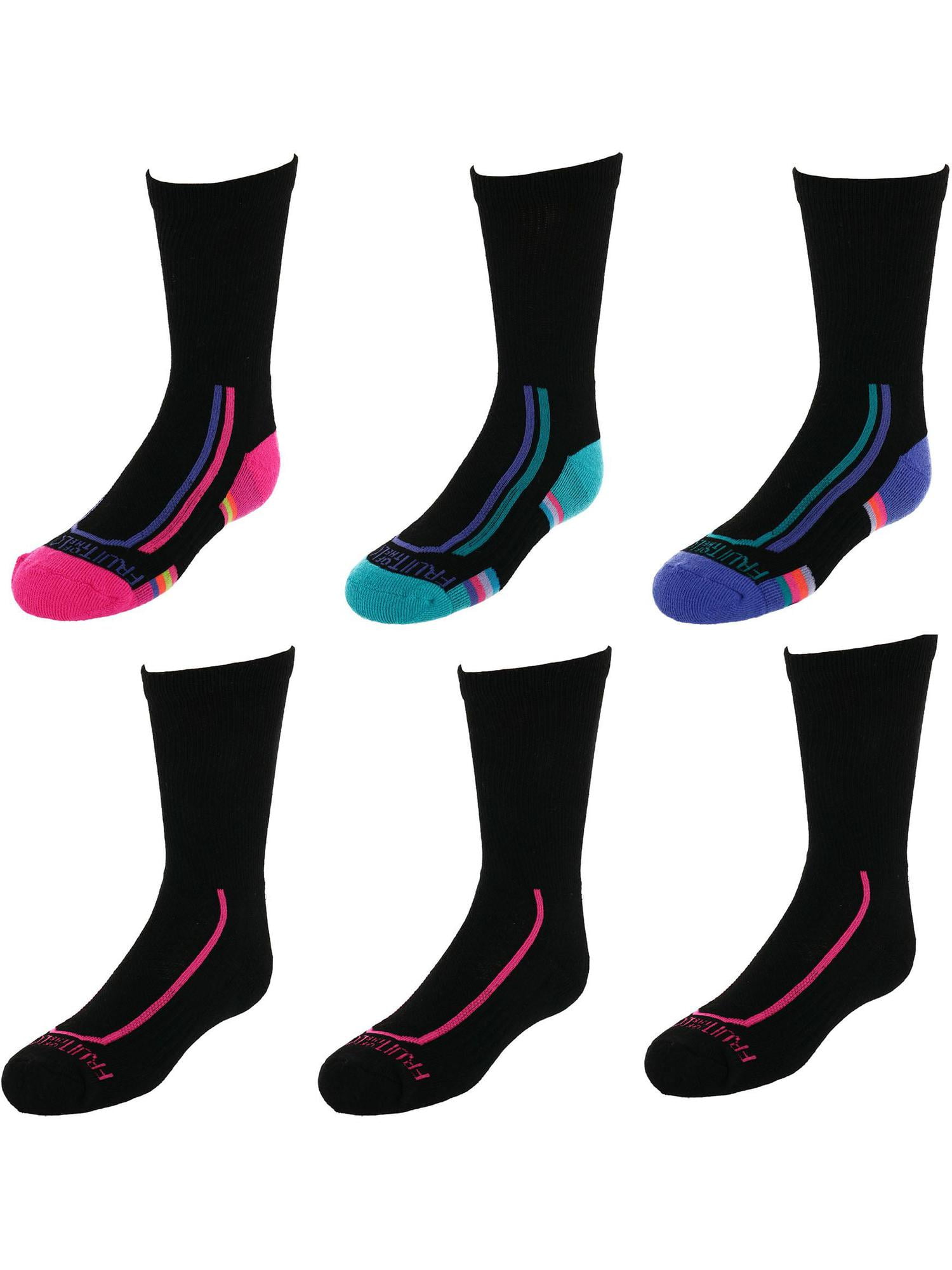 Fruit of the Loom Girl's Active Cushioned Crew Socks (6 Pack) - Walmart.com