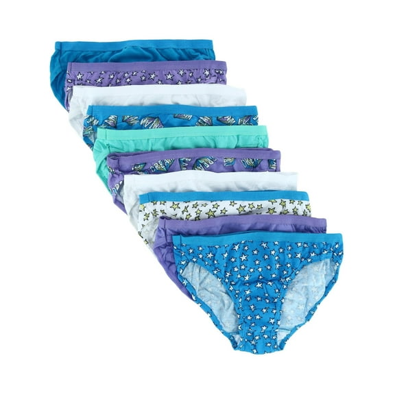 Fruit of the Loom Girl's Assorted Cotton Bikini Underwear (10 Pack)