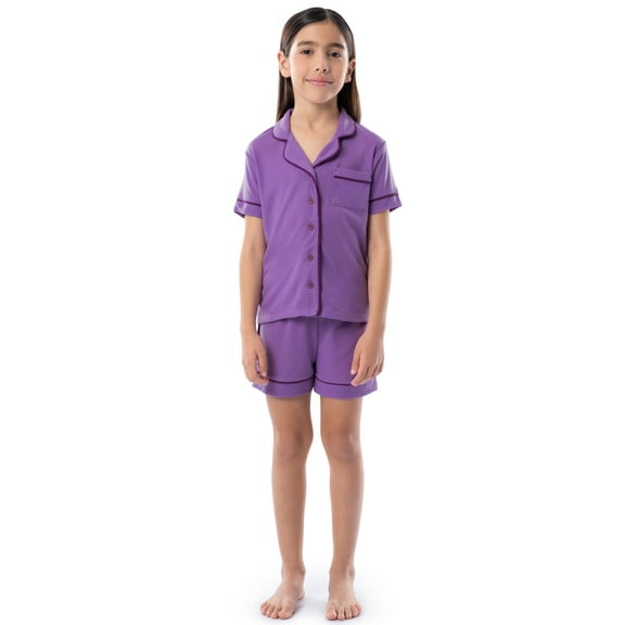 Fruit of the Loom Energize Girl's Lose Fit Short Sleeve Top & Short Pajama Sleep Set, Sizes 4/5-14/16