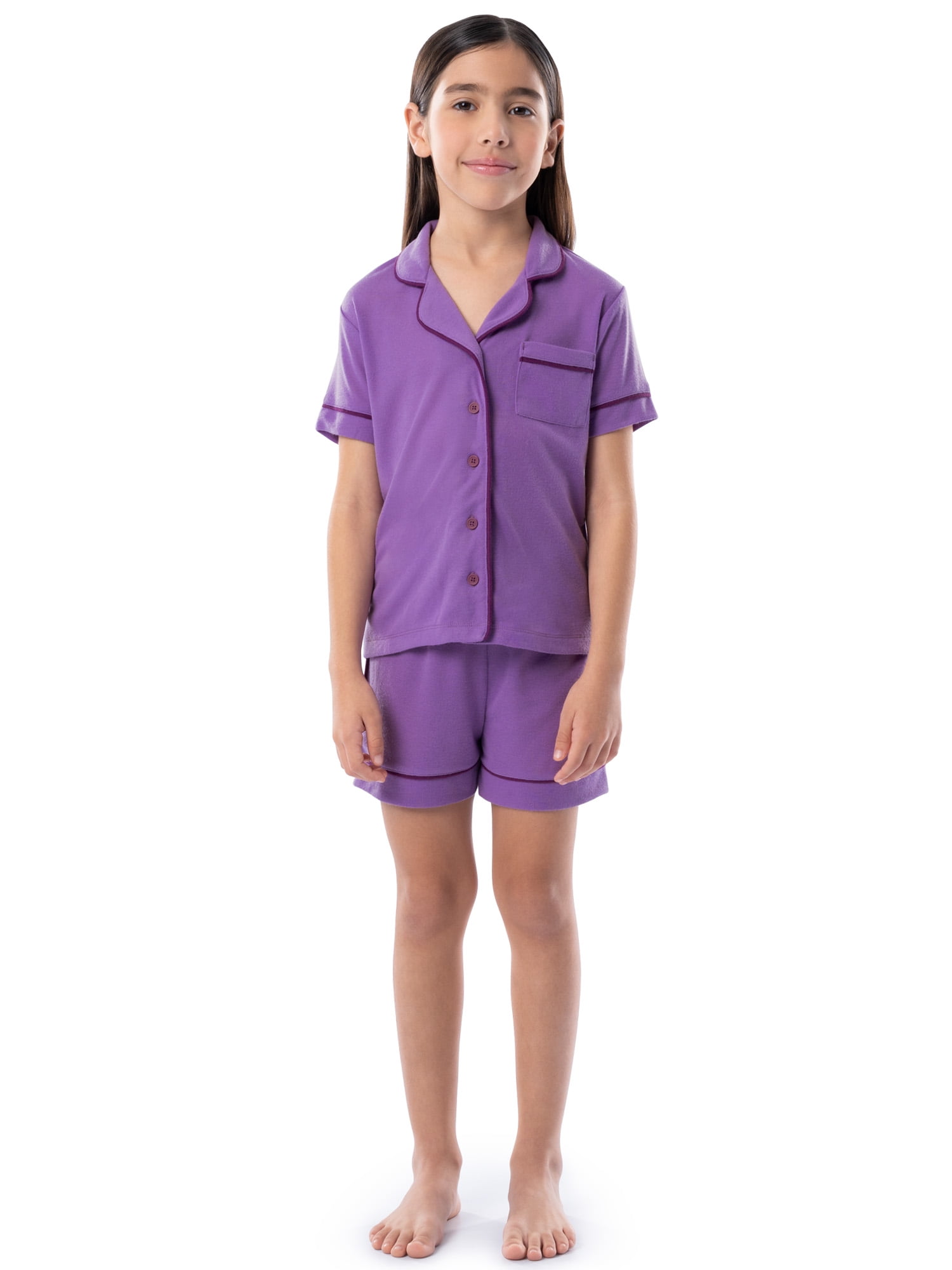Fruit of the Loom Energize Girl's Lose Fit Short Sleeve Top & Short Pajama Sleep Set, Sizes 4/5-14/16