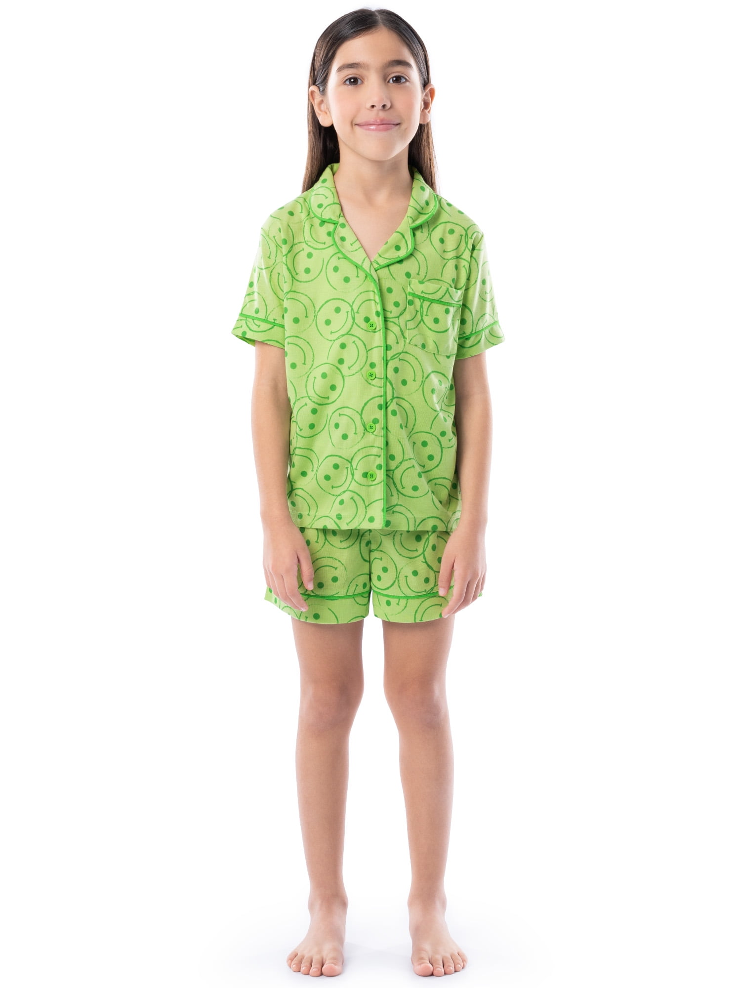 Fruit of the Loom Energize Girl's Lose Fit Short Sleeve Top & Short Pajama Sleep Set, Sizes 4/5-14/16