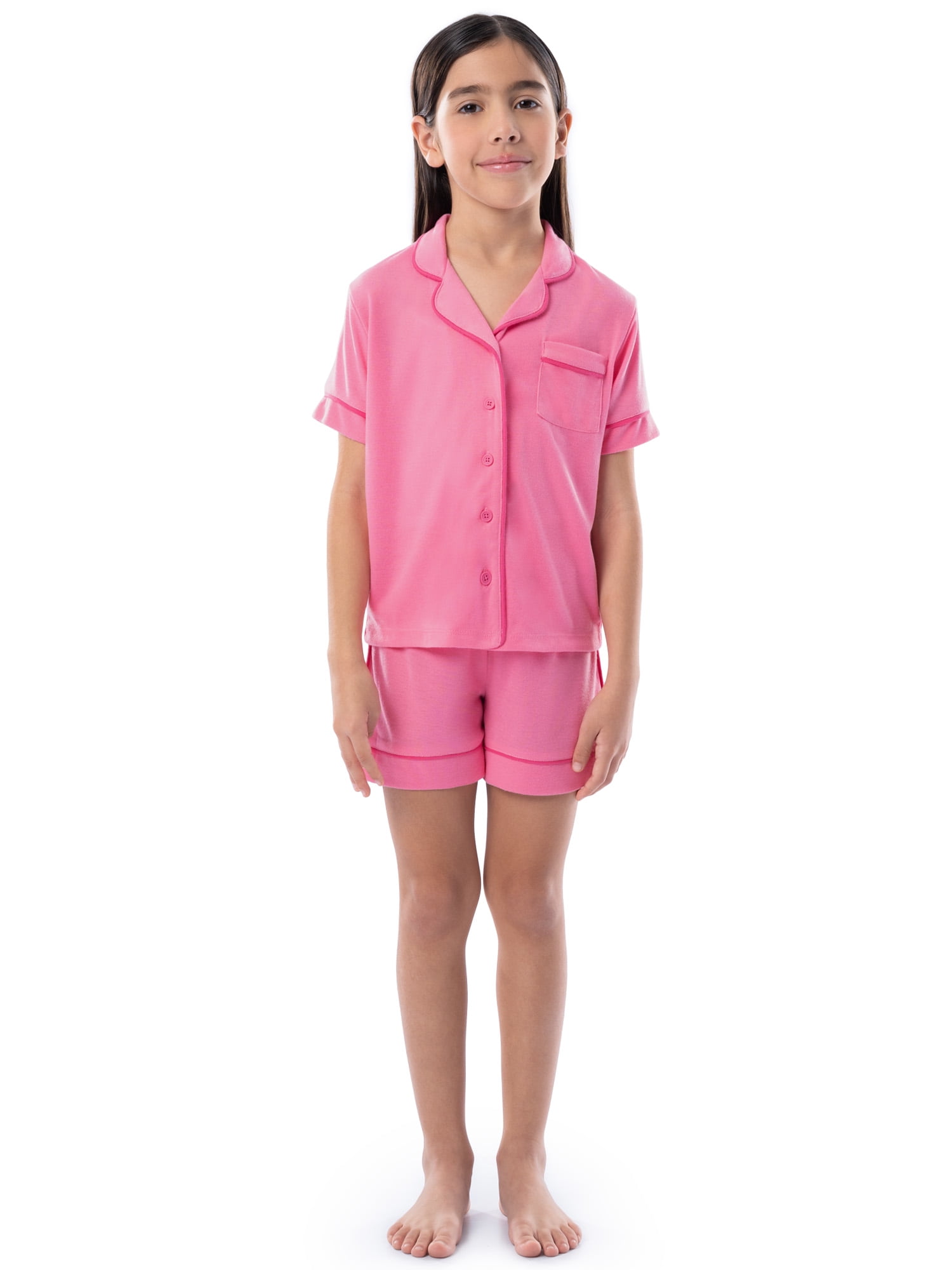 Fruit of the Loom Energize Girl's Loose Fit Short Sleeve Top & Short Pajama Sleep Set, sizes 4-16