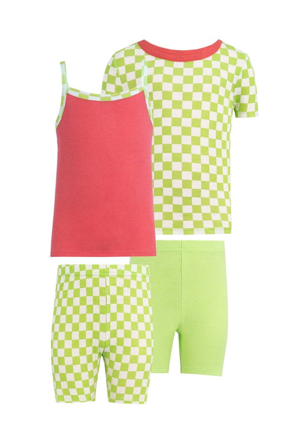 Girl's Energize Snug Fit Pajama Sleep Sets, 4-Piece, Sizes 4-12