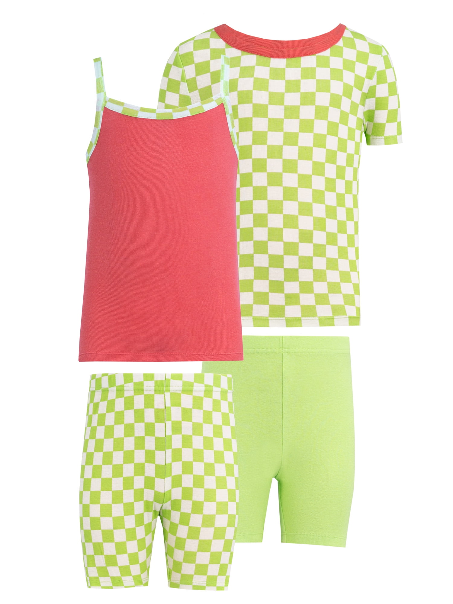 Fruit of the Loom Girl's Energize Snug Fit Pajama Sleep Sets, 4-Piece, Sizes 4-12
