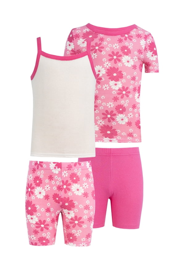 Girl's Energize Snug Fit Pajama Sleep Sets, 4-Piece, Sizes 4-12