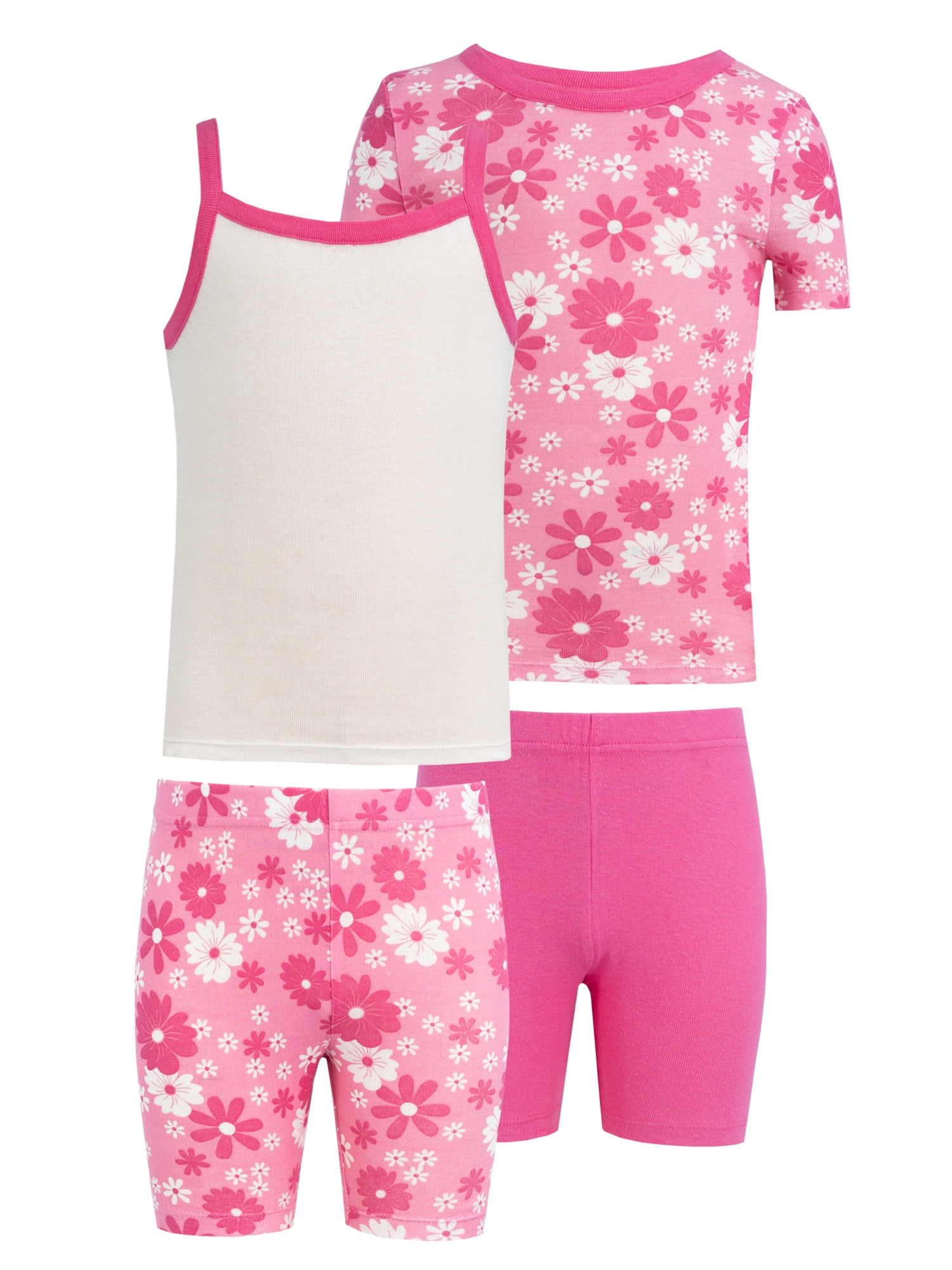 Fruit of the Loom Girl's Energize Snug Fit Pajama Sleep Sets, 4-Piece, Sizes 4-12