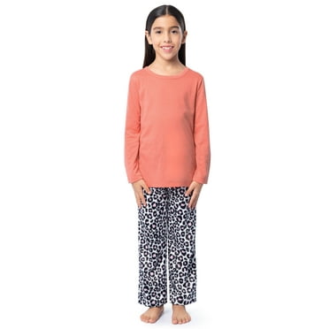 Fruit of the Loom Girl's Long Sleeve Fleece Pajama Set, 2-Piece, Sizes 4-16
