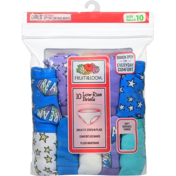 Fruit of the Loom Girl's Low Rise Briefs Underwear (10 Pack)