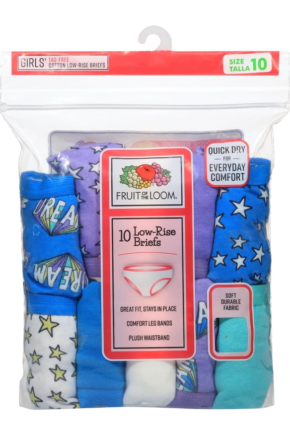 Girl's Low Rise Briefs Underwear (10 Pack)