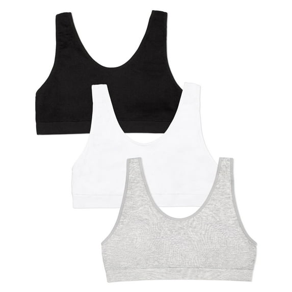 Fruit of the Loom Girl's 3-Pack Seamless Stretch Sports Bra
