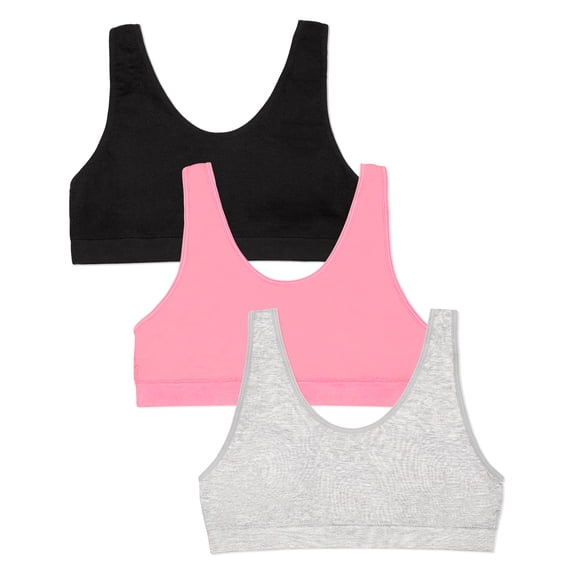 Fruit of the Loom Girl's Seamless Stretch Sports Bra, 3-Pack