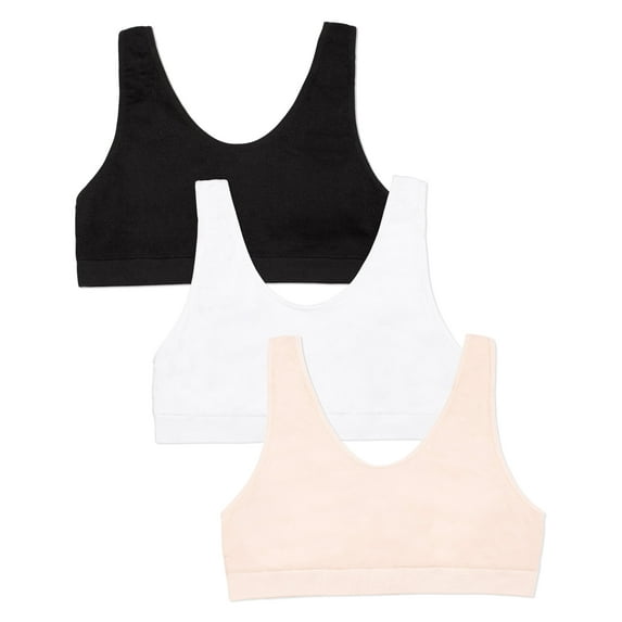 Fruit of the Loom Girl's Seamless Stretch Sports Bra, 3-Pack