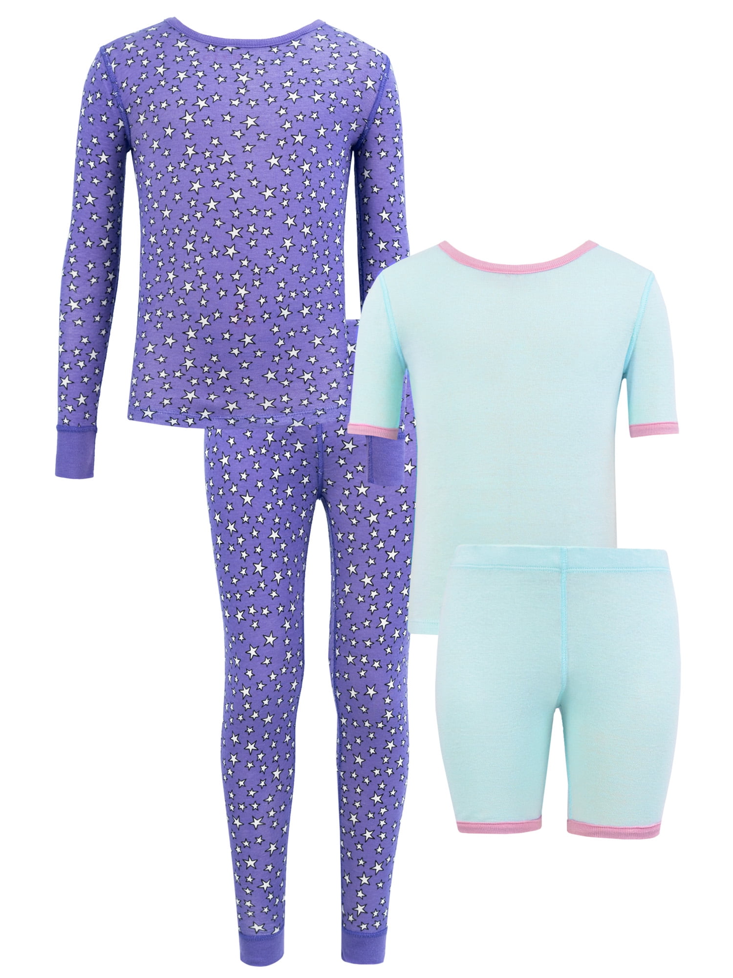 Fruit of the Loom Girl's Snug Fit 100% Cotton Pajama Sets, 4-Piece, Sizes 4-12