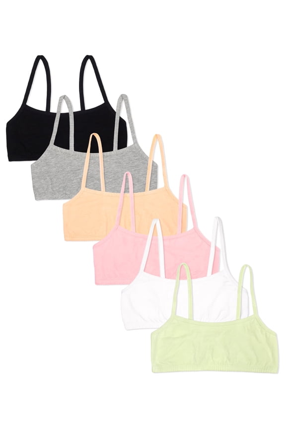 Girls 6-Pack Cotton Spaghetti Strap Sport Bra
