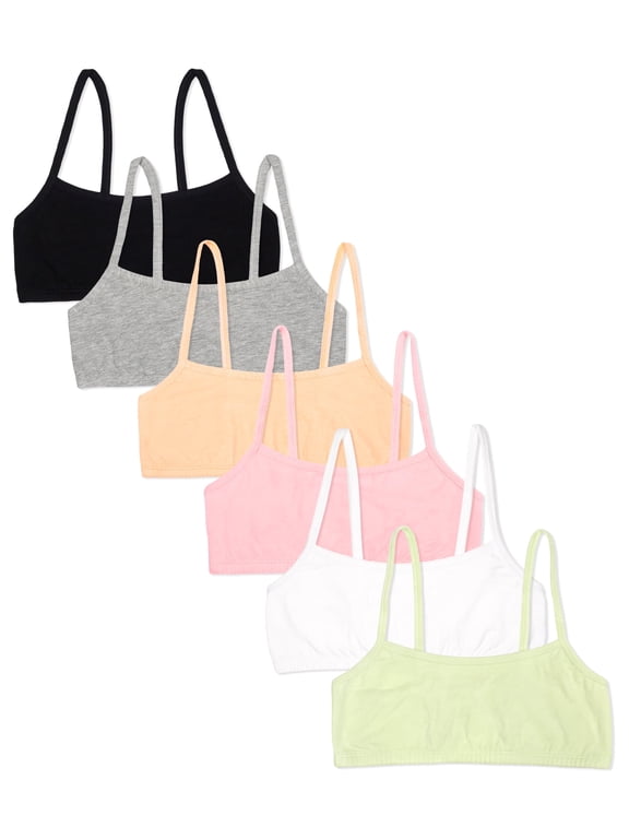 Girl's Spaghetti Strap Sports Bra, 6-Pack