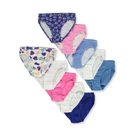 Fruit of the Loom Girls' 10-Pack Bikini Panties Underwear - multi, 8 (Big Girls)
