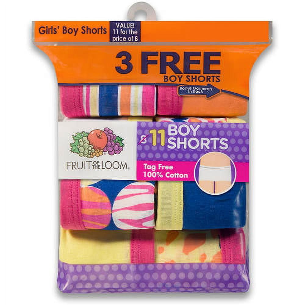 Fruit of the Loom Girls 100 Cotton Boy Short Underwear, 8+3 Pack
