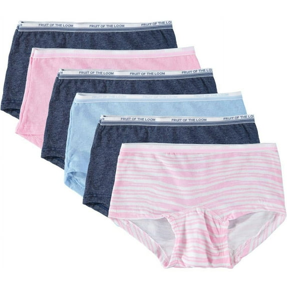 Fruit of the Loom Girls 6-16 Boyshort Underwear, 6 Pack