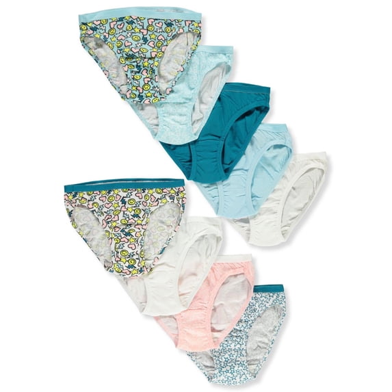 Fruit of the Loom Girls' 9-Pack Bikini Underwear(Big Girls)Assorted,Size 10