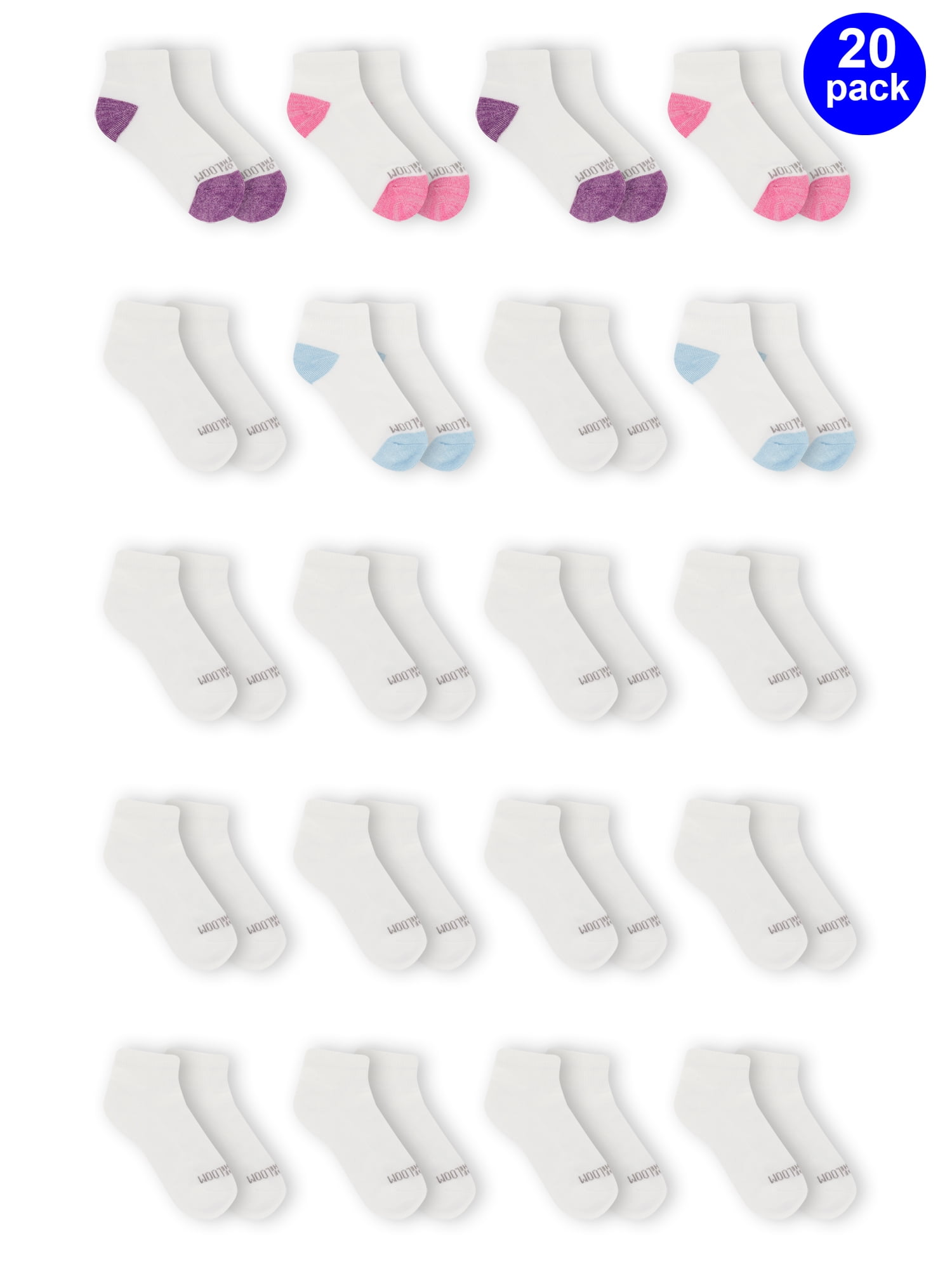 Fruit of the Loom Girls Ankle Socks 20 Pack - Walmart.com