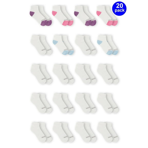 Fruit of the Loom Girls Ankle Socks 20 Pack