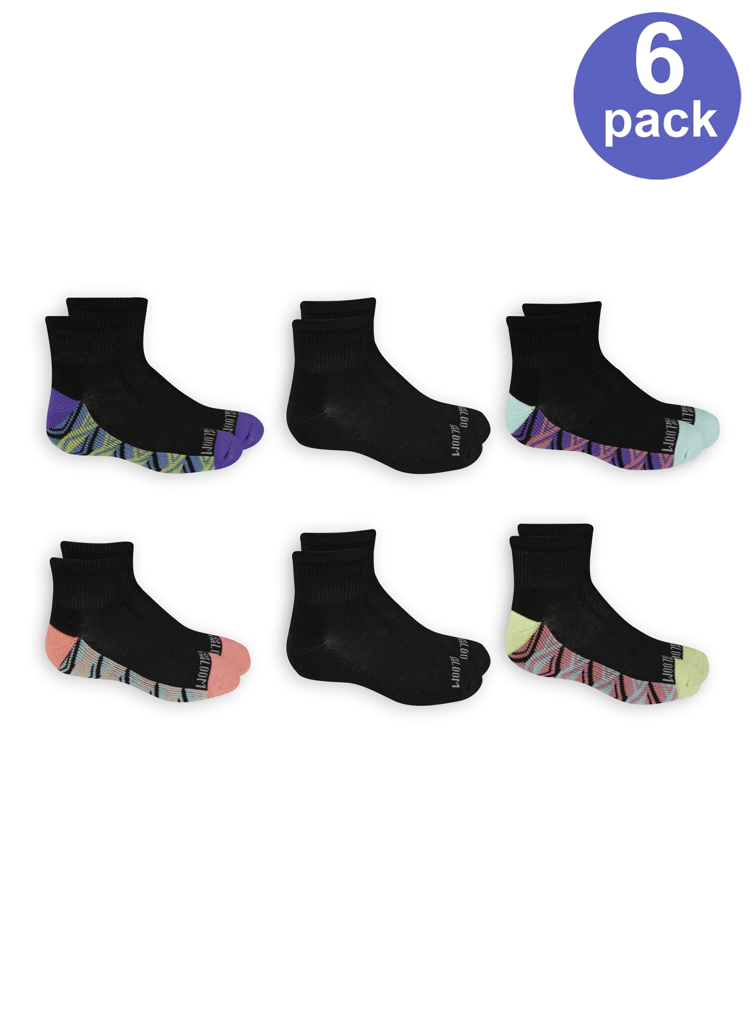 Fruit of the Loom Girls Ankle Socks 6-Pack, Sizes S-L - Walmart.com