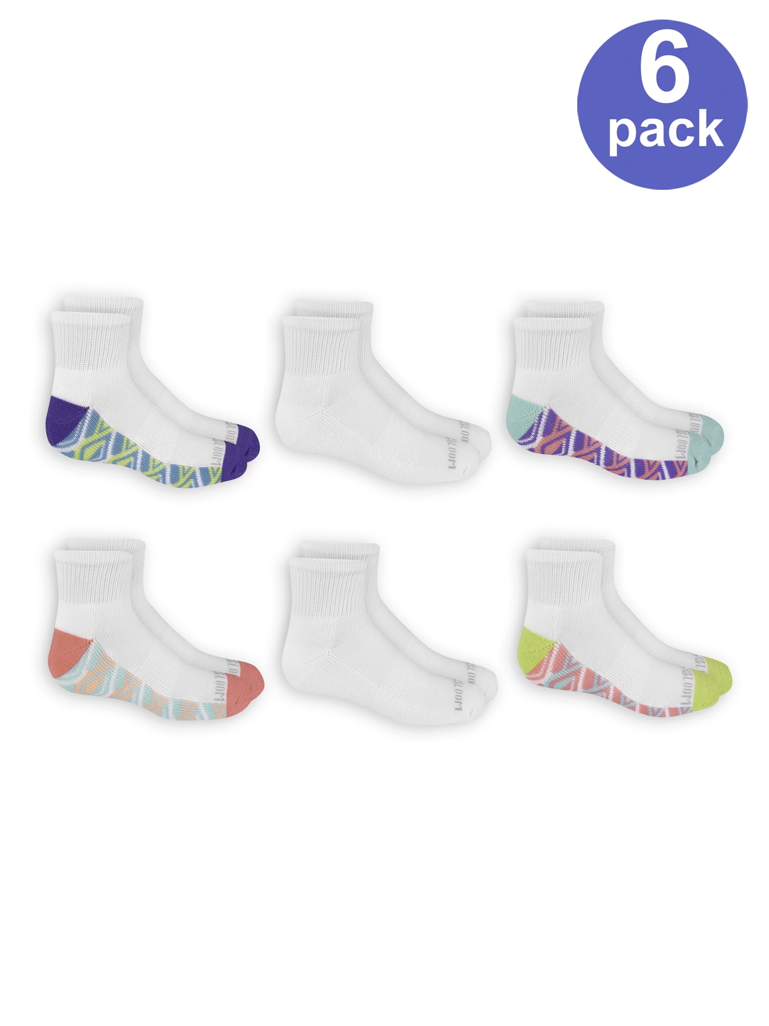 Fruit of the Loom Girls Ankle Socks 6-Pack, Sizes S-L - Walmart.com