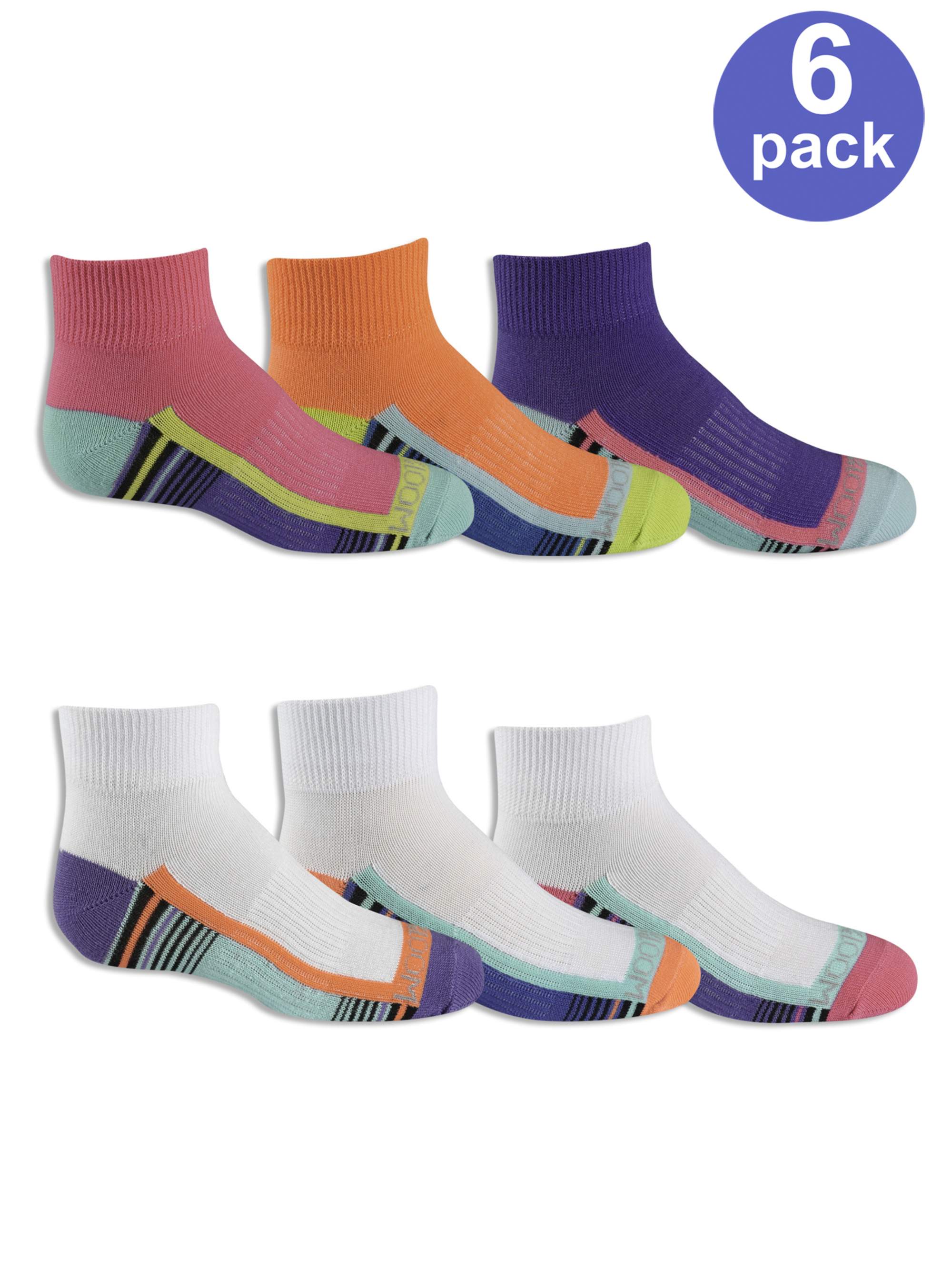 Fruit of the Loom Girls Ankle Socks 6-Pack, Sizes S-L - image 1 of 4