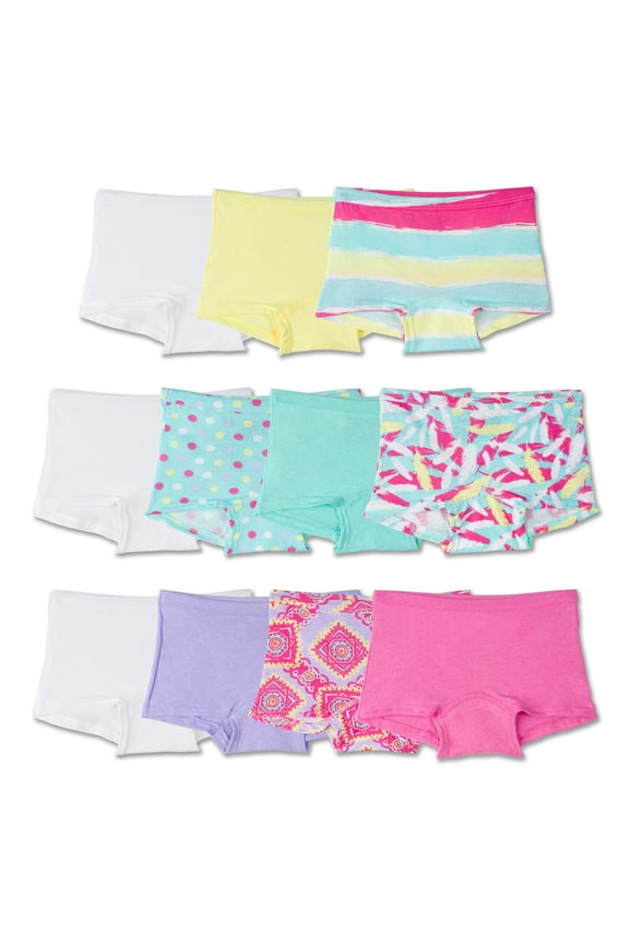 Girls Assorted 100% Cotton Boy Short Underwear, 11 Pack Panties (Little Girls & Big Girls)
