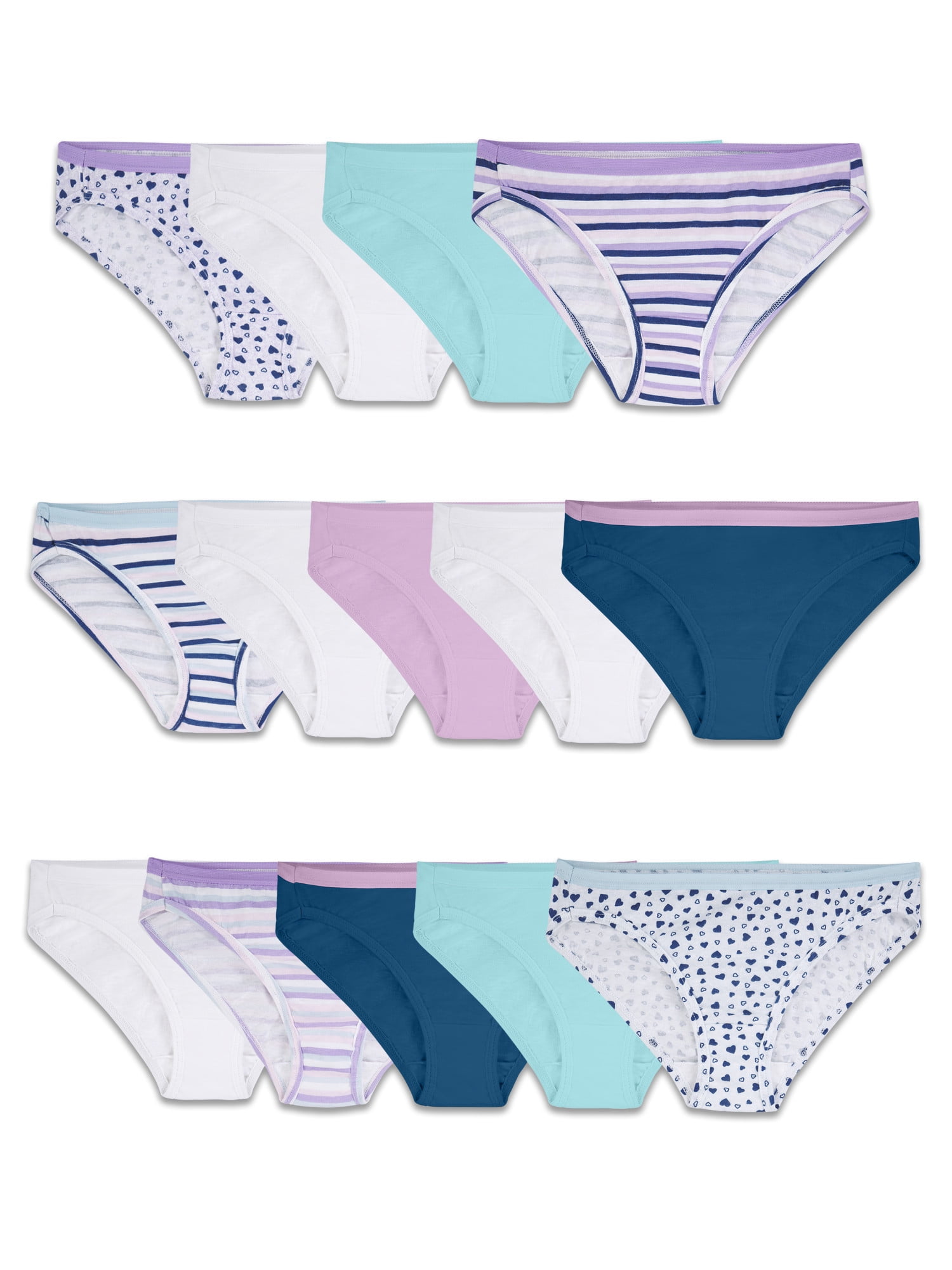 Fruit of the Loom Girls' Assorted Cotton Hipster Underwear, 10 Pack Panties  Sizes 4 - 14