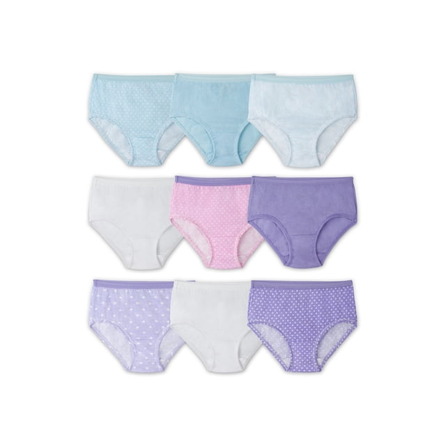 Fruit of the Loom Girls Assorted Cotton Brief Underwear, 9 Pack Panties ...