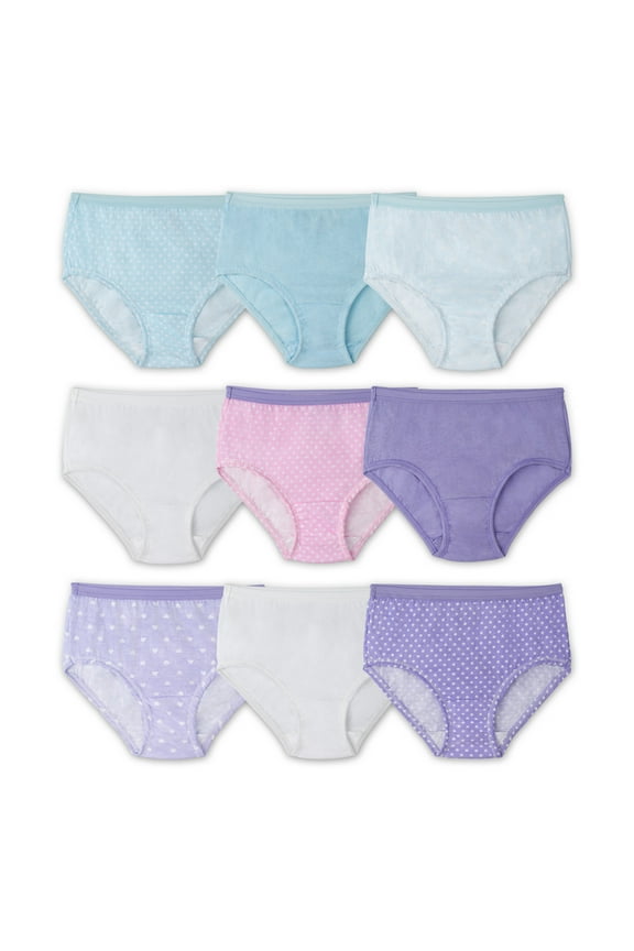 Girls Assorted Cotton Brief Underwear, 9 Pack Panties (Little Girls & Big Girls)