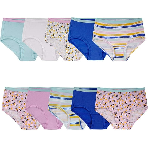 Fruit of the Loom Girl's Assorted Cotton Briefs,10 Pack,Size 12