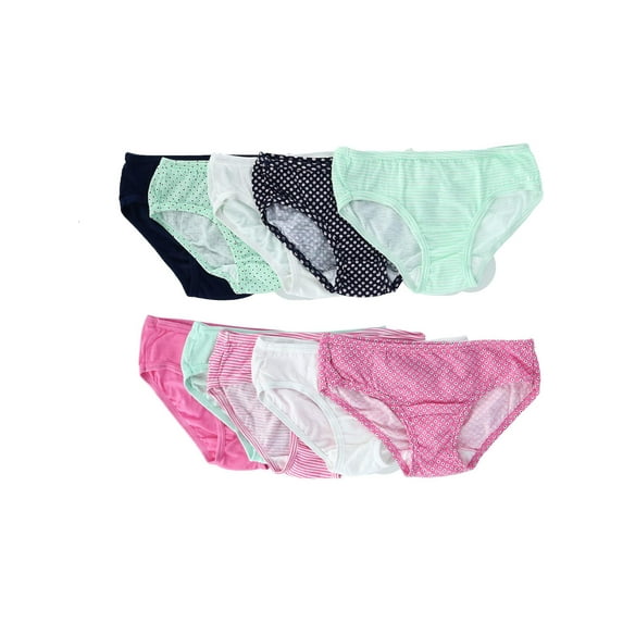 Fruit of the Loom Girls' Assorted Cotton Hipster Underwear, 10 Pack Panties Sizes 4 - 14