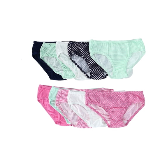 Fruit of the Loom Girls' Assorted Cotton Hipster Underwear, 10 Pack Panties Sizes 4 - 14